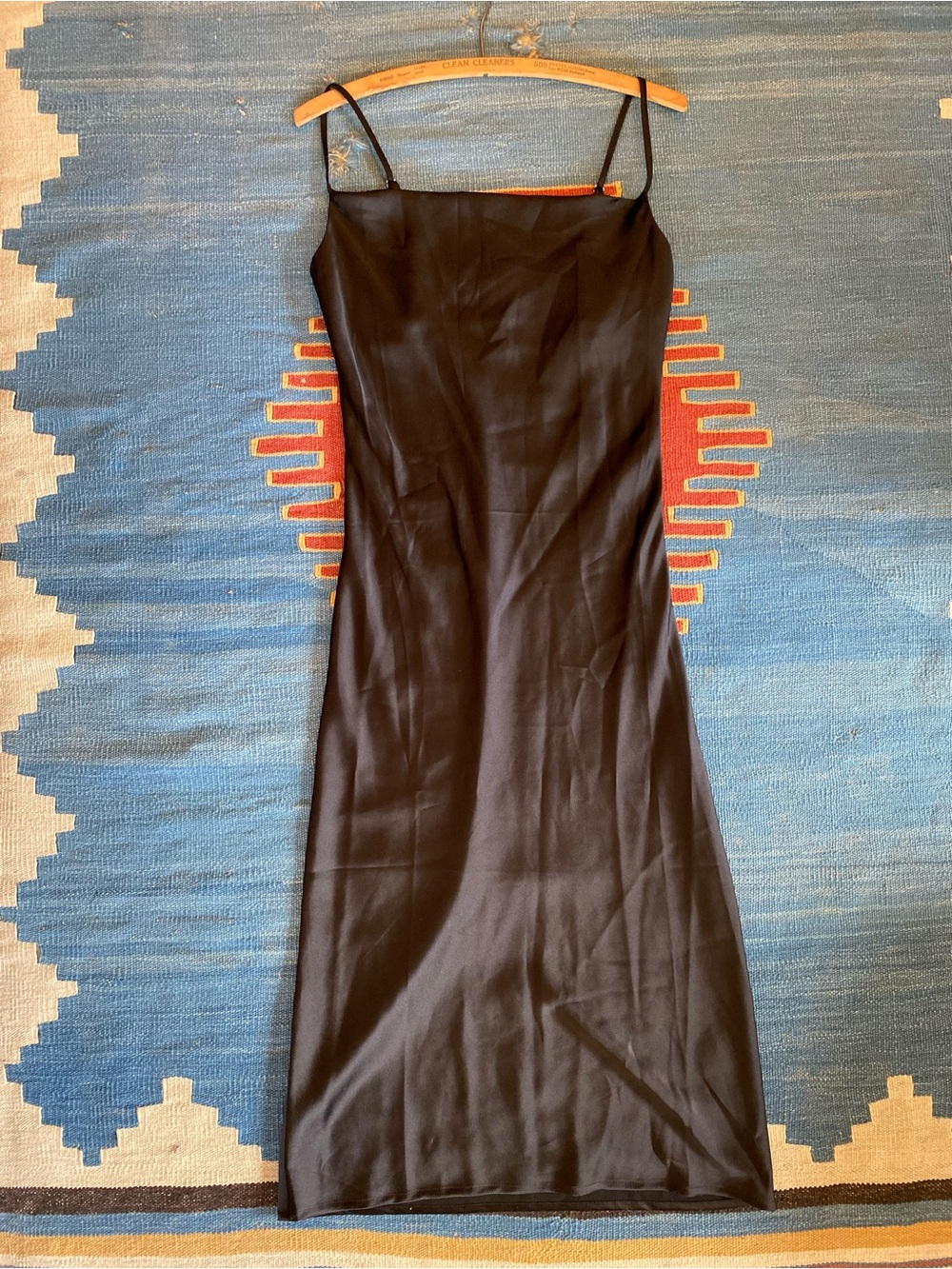 Black Satin Midi Slip Dress